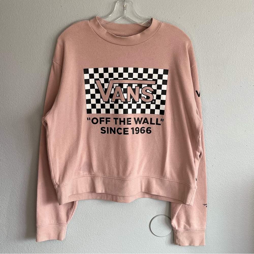 Vans Women’s Large Pink Checkered Long Sleeve Sweatshirt